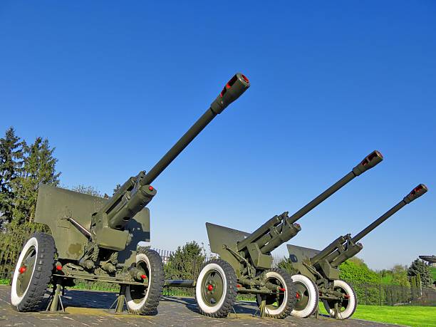 Artillery guns stock photo