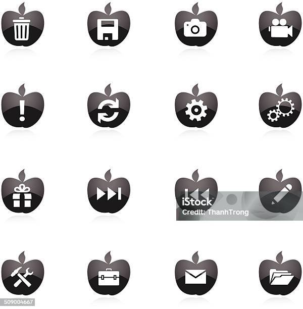 Set Di Icone Apple - Immagini vettoriali stock e altre immagini di Agenda - Agenda, Alzatore, Amore a prima vista