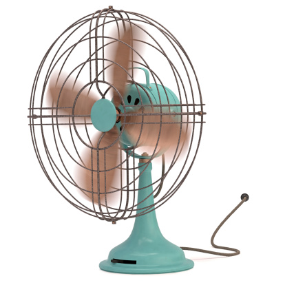 Antique and old fan isolated on the white background. Clipping path included.