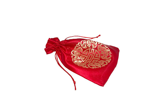 istock Chinese style Red fabric bag on white background 509020614