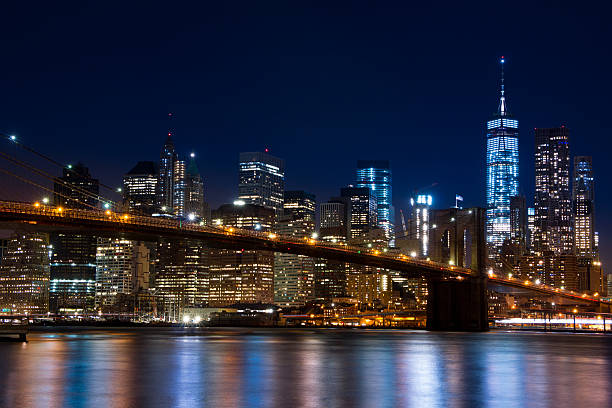 istock Manhattan and the Brooklyn Bridge. Evening 509024342