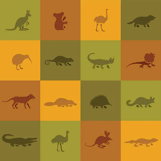 Vector illustration of Australian Animal Icons