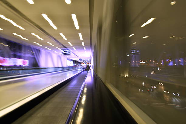 Walkalator or Auto-walk in Dubai Mall Metro station, Dubai, UAE