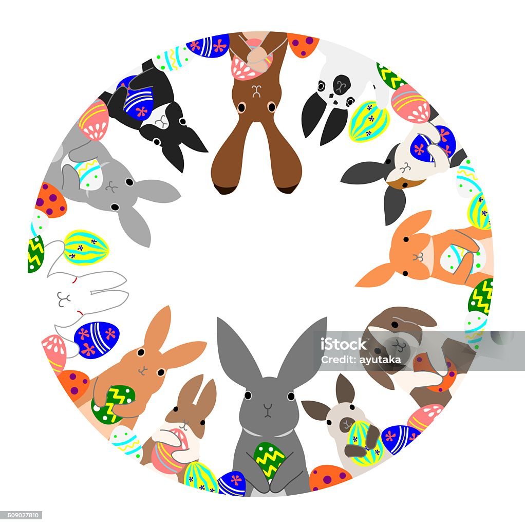 circle of rabbits and easter eggs circle of rabbits and easter eggs. Easter Bunny stock vector