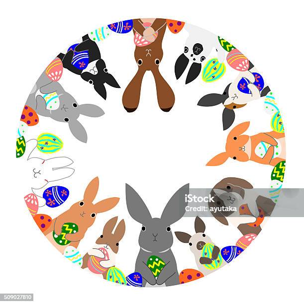 Circle Of Rabbits And Easter Eggs Stock Illustration - Download Image Now - Easter Bunny, Animal, Animal Body Part