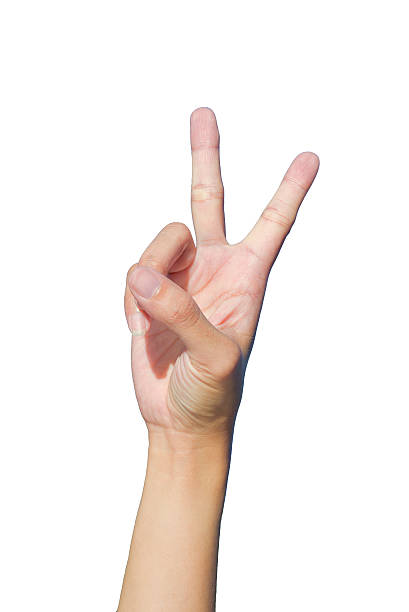 istock Hand two fingers up victory hand sign write back 509027841