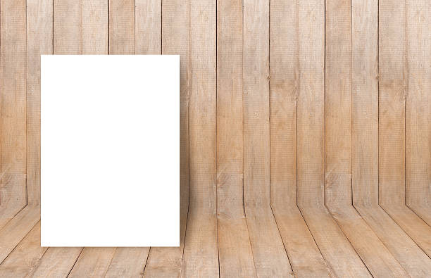 istock Empty white poster on wooden wall 509028414