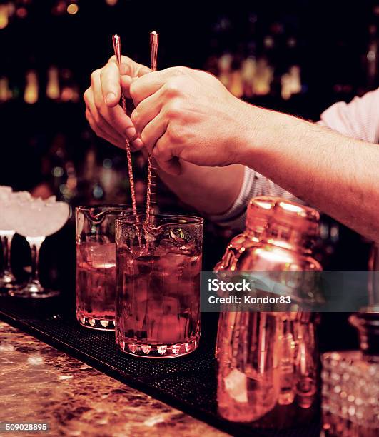Bartender Is Stirring Cocktails Stock Photo - Download Image Now - Bar - Drink Establishment, Bar Counter, Alcohol - Drink