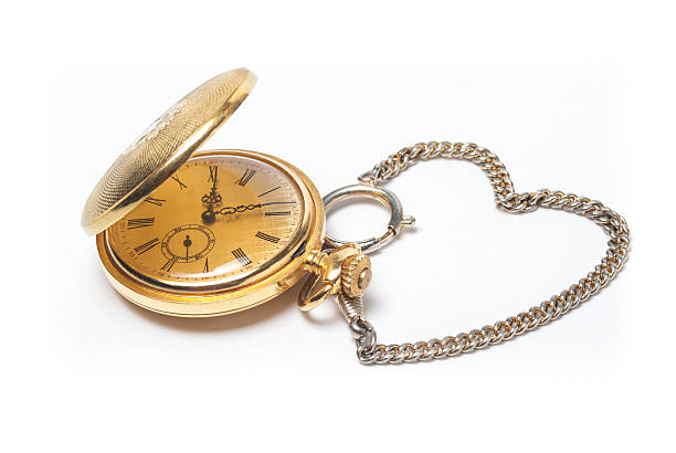 istock Pocket watch with a heart shaped chain 509029375