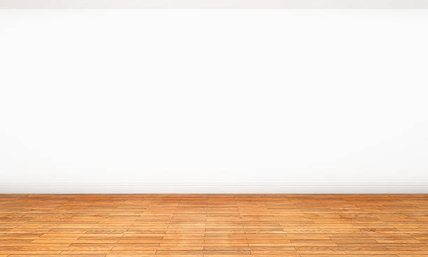 istock Empty white wall in apartment, brown parquet flooring, wideangle 509031206