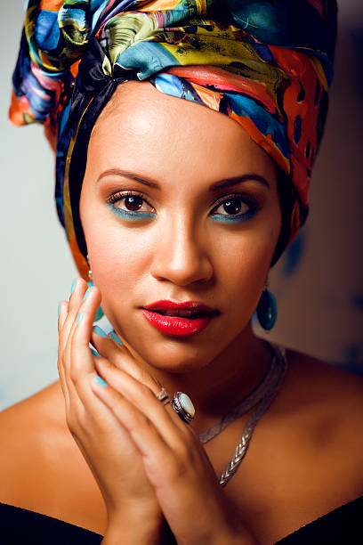 istock beauty bright african with creative make up, shawl on head 509031693