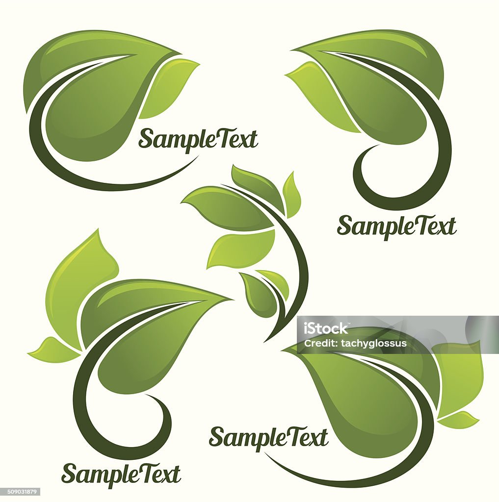 leaves plants and nature elements vector collection of leaves plants and nature elements Border - Frame stock vector