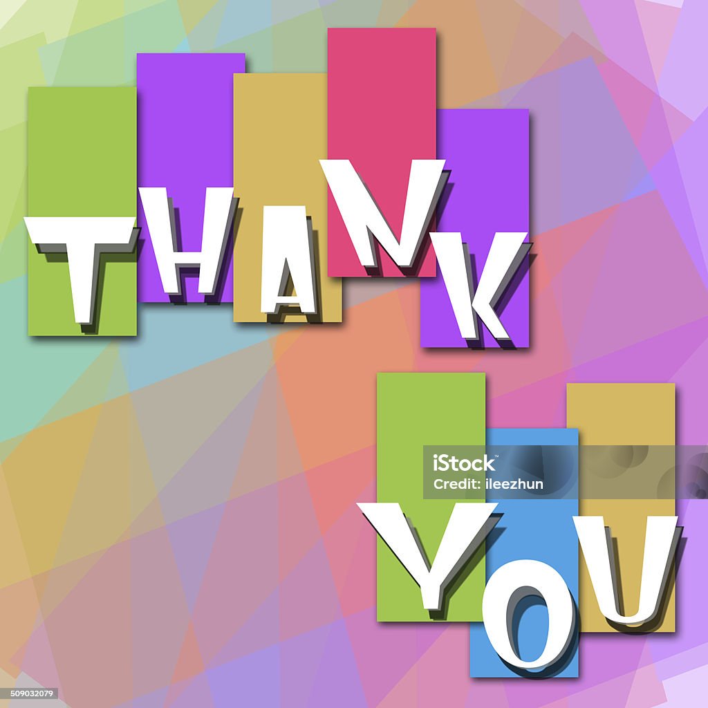 Thank You Colorful Thank you text written over colorful background. Admiration Stock Photo