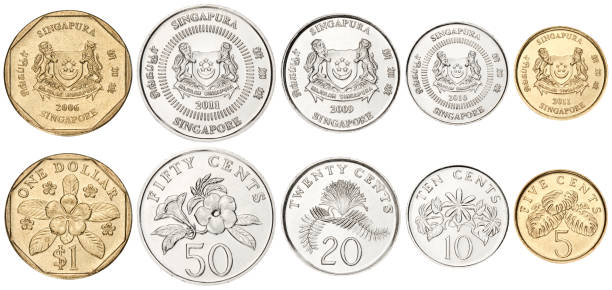 istock Complete set of Singapore Coins on white background 509033383