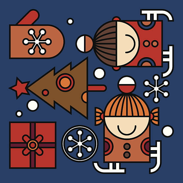 weihnachten-elemente - gift santa claus christmas present christmas stock-grafiken, -clipart, -cartoons und -symbole