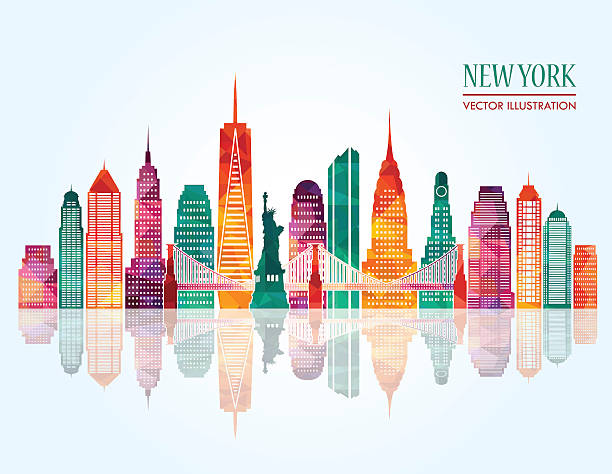 ilustrações, clipart, desenhos animados e ícones de horizonte de nova iorque. ilustração vetorial - new york city skyline silhouette manhattan