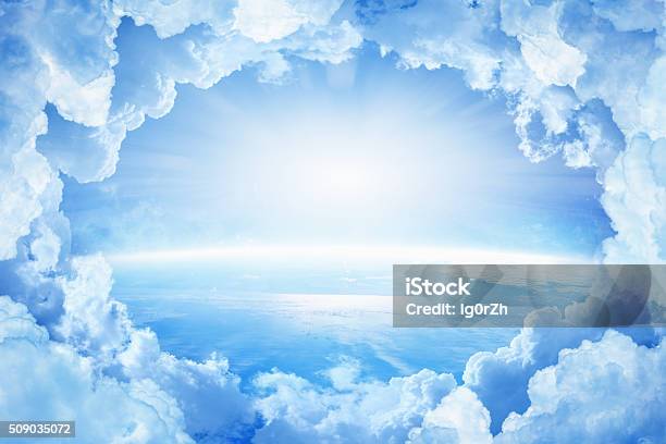 Planet Earth In White Clouds Stock Photo - Download Image Now - Heaven, Planet Earth, Bible