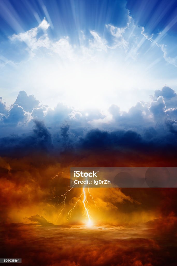 Heaven and hell Religious background - heaven and hell, good and evil, light and darkness Heaven Stock Photo