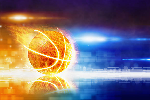 heiß brennen basketball - bright brightly lit vibrant color burning stock-fotos und bilder