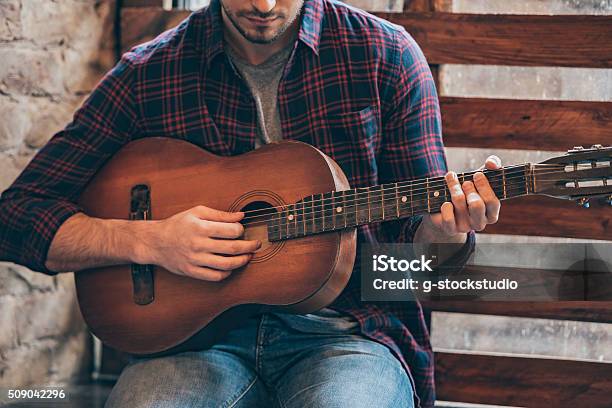 Playing Perfect Riff Stock Photo - Download Image Now - Rustic, Guitar, Music
