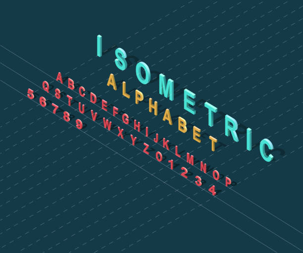 ilustrações, clipart, desenhos animados e ícones de alfabeto isometric estilo de design - alphabet design element text text messaging