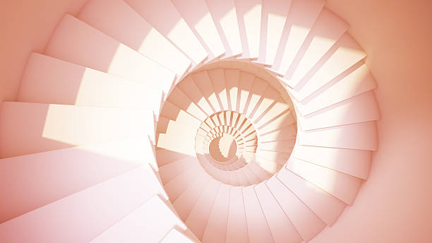 istock Spiral stairs in sun light sepia color abstract interior 509046940