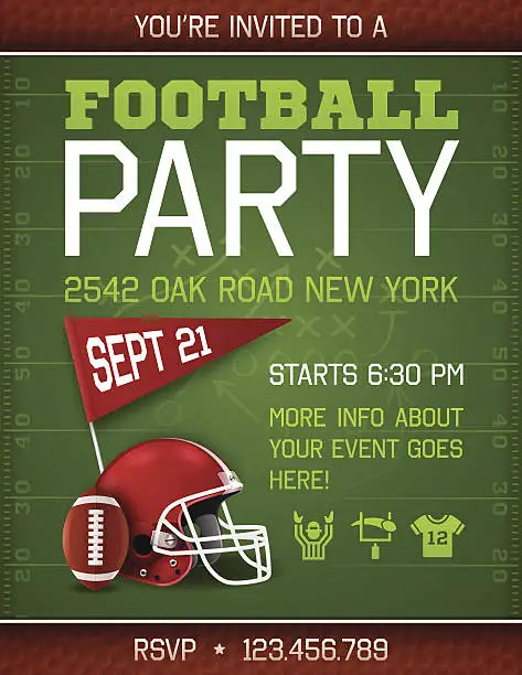 Vector illustration of Football Party Invite Poster