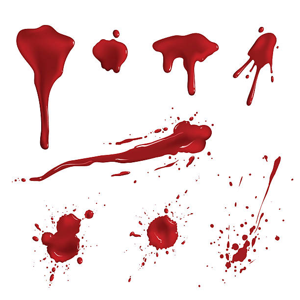 illustrazioni stock, clip art, cartoni animati e icone di tendenza di macchie di sangue - spilling