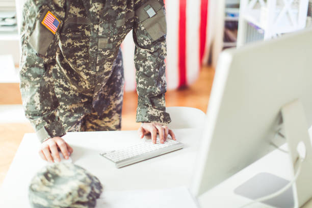 istock Soldier in the office 509047270