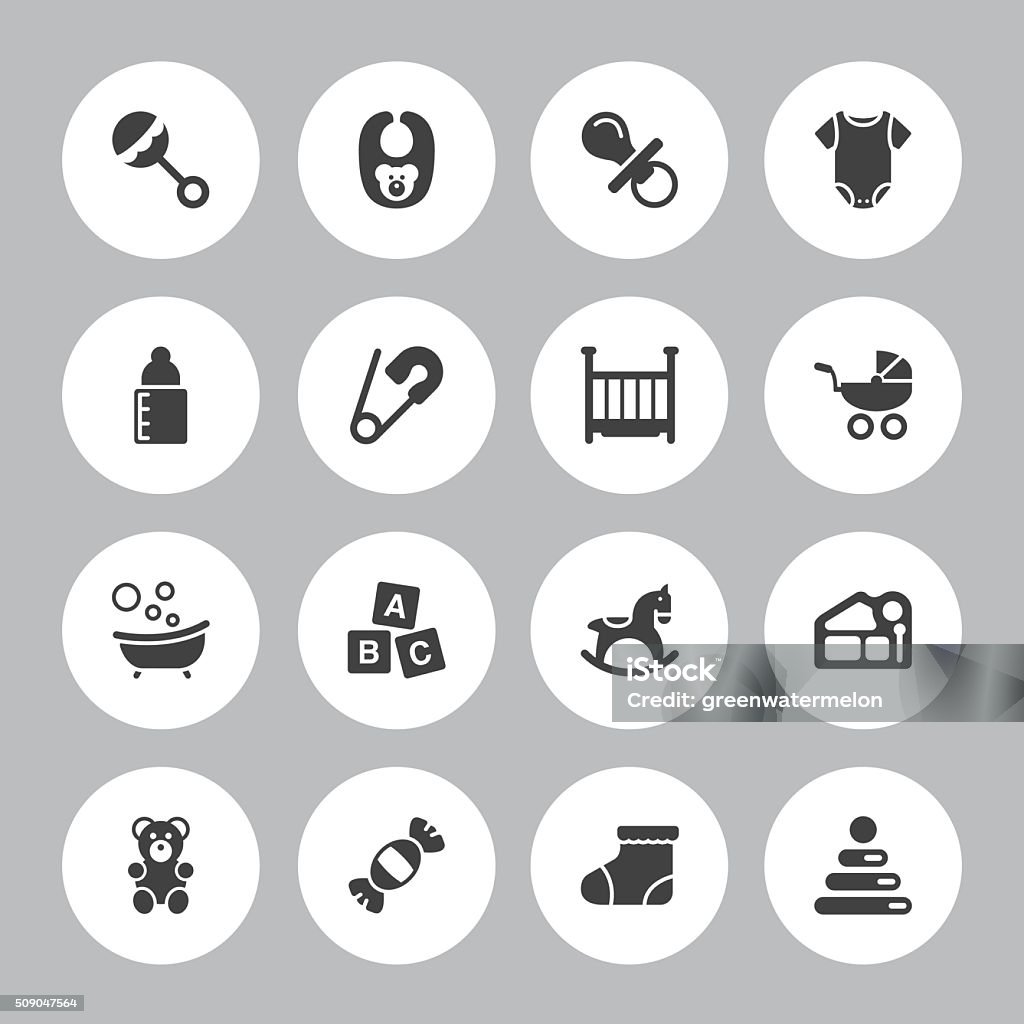 Background Vector Baby - 16 Icons - 免版稅圖示圖庫向量圖形