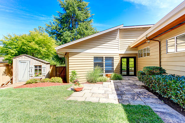 istock House exterior with walkout deck. Backyard view 509047803