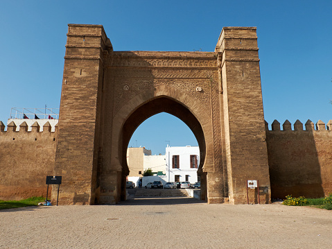 Rabt, Morocco - December 12, 2015: Bab Mellah in Place Bab El Mrissa. 