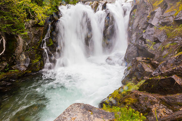 Waterfall on the Paradise River, Mt. Rainier National Park, Washington stock photo