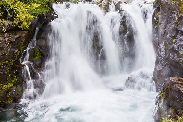 Waterfall on the Paradise River, Mt. Rainier National Park, Washington stock photo