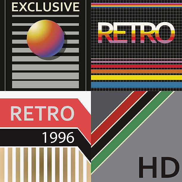 vhs cover style Set of vhs design covers. Retro style. Vector EPS10. label clipart stock illustrations