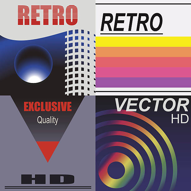 vhs cover style2 Set of vhs design covers. Retro style. Vector EPS10. yellow tape audio stock illustrations