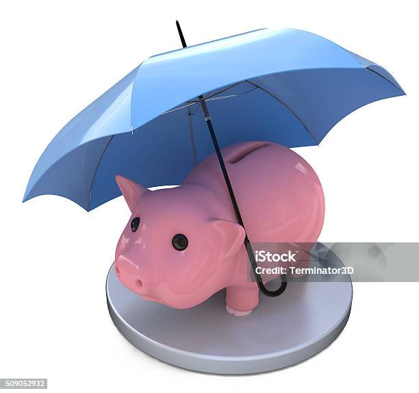 Photo libre de droit de Tirelire Concept Dassurance Et De Finance banque d'images et plus d'images libres de droit de Parapluie - Parapluie, Tirelire en forme de cochon, Accident et désastre