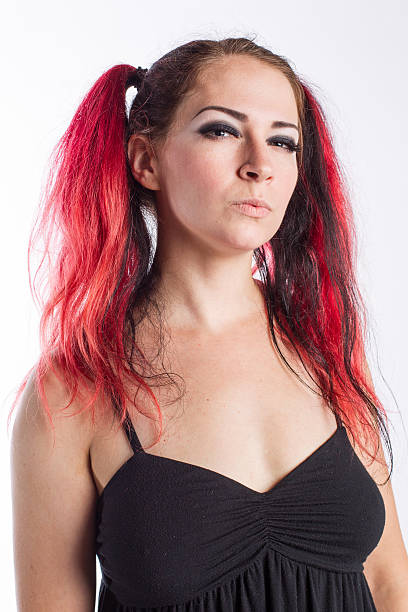 Punk girl with red hair stock photo