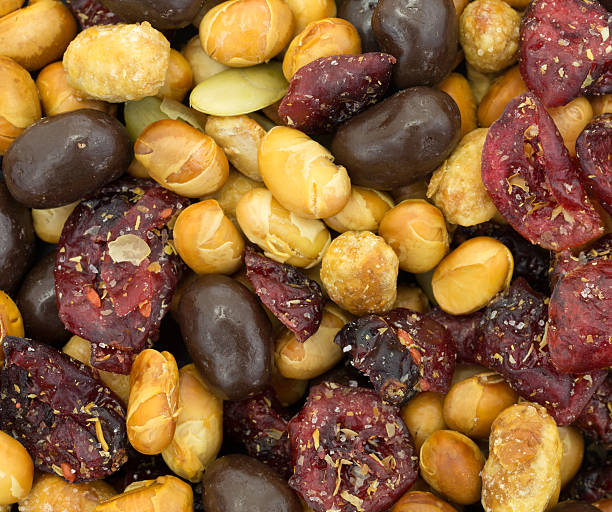 Soybean cranberry trail mix close view