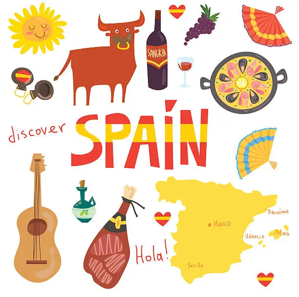 Vector illustration of Set of Spanish symbols