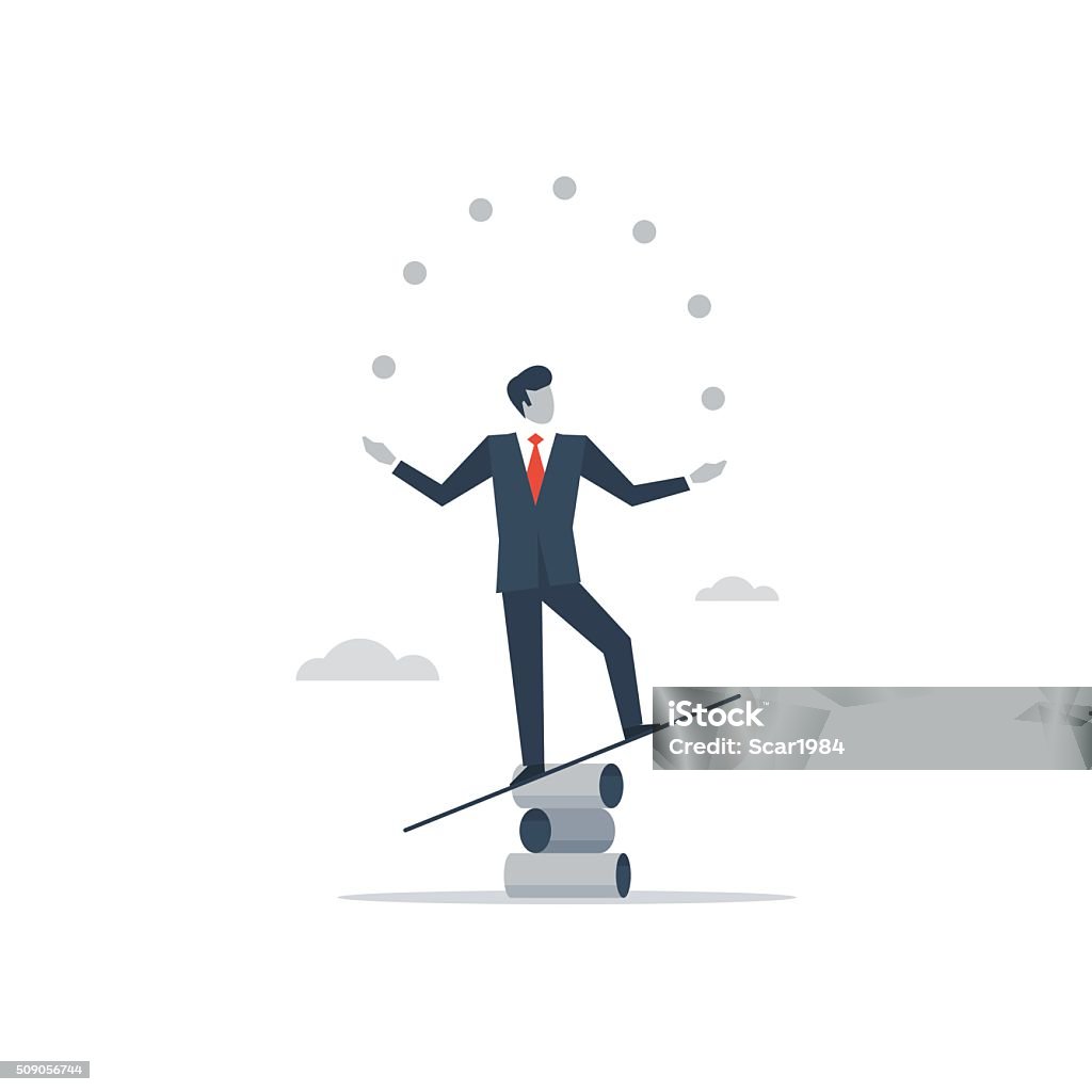 Multitasking manager Flat design illustration Juggling stock vector