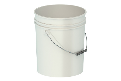 white plastic bucket isolated on white background