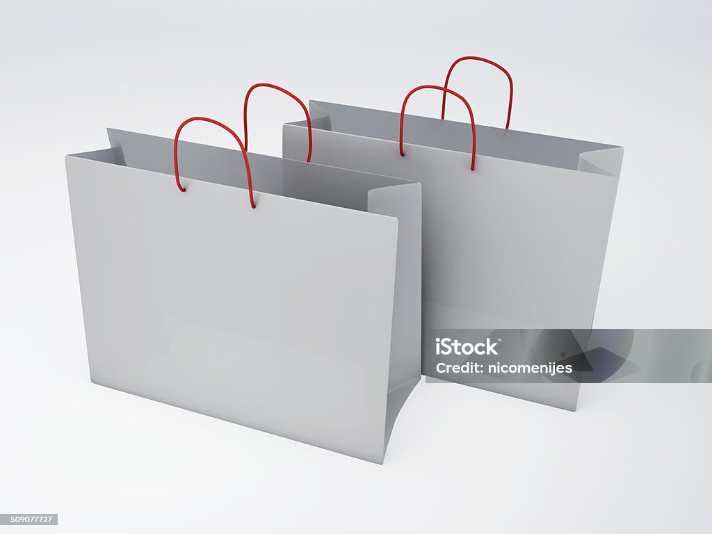shopping bags on white background image of classic white shopping bag. 3d illustration on isolated background Bag Stock Photo