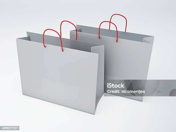 Shopping Bags On White Background Stock Photo - Download Image Now - Bag, Blank, Box - Container