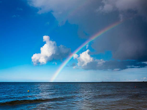 istock landscape view on sky with rainbow at sea. 509078487