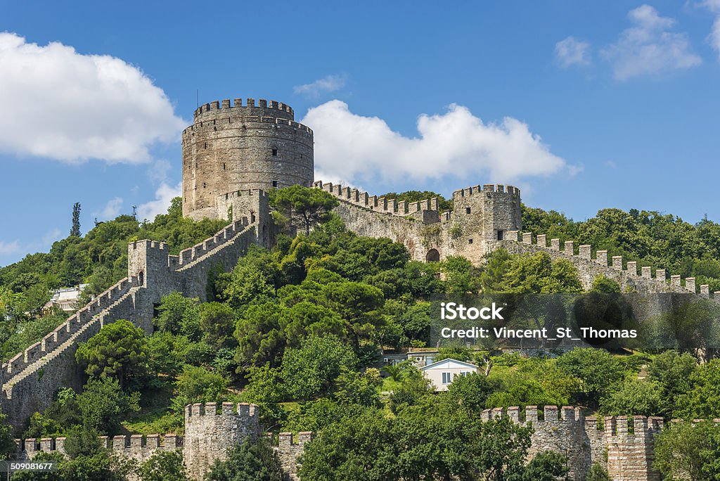 Rumeli Fortress Rumeli Fortress, overlooking the Bosphorus Strait in Istanbul, Turkey. Ancient Stock Photo