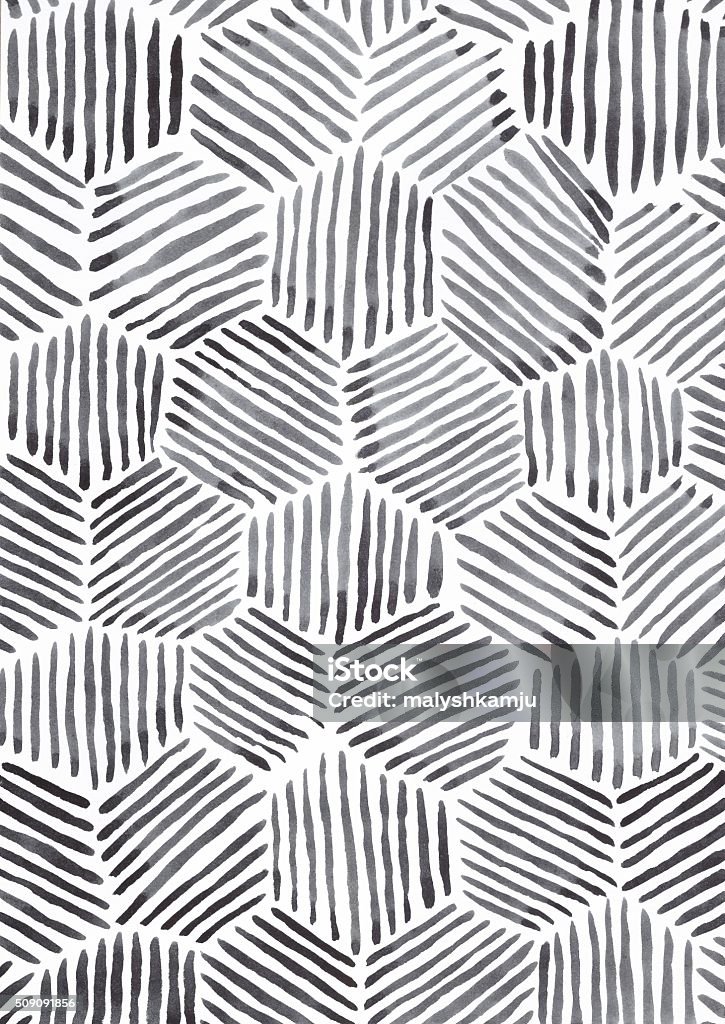watercolor pattern with black lines Black Color Stock Photo