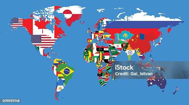 Worlds Political Map Stock Illustration - Download Image Now - Flag, World Map, Map