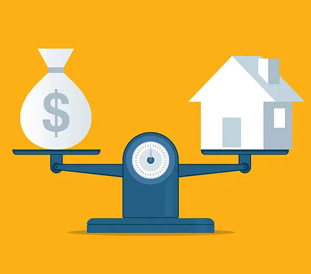 Vector illustration of Home and money