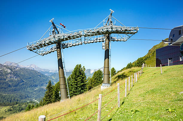 estación de esquí en verano - overhead cable car summer ski lift scenics fotografías e imágenes de stock